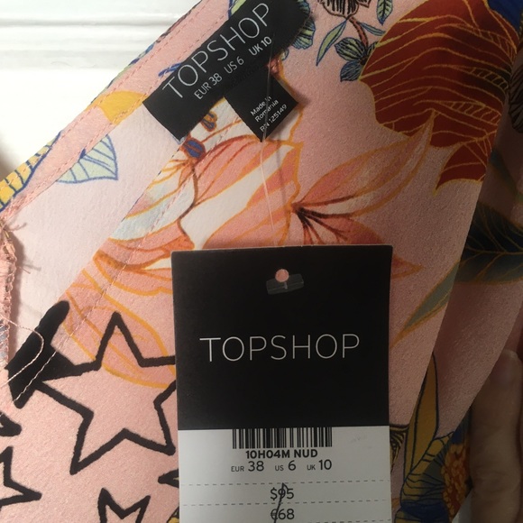 NWT Topshop 6 Floral wrap dress sexy back pink $95 - Picture 7 of 8